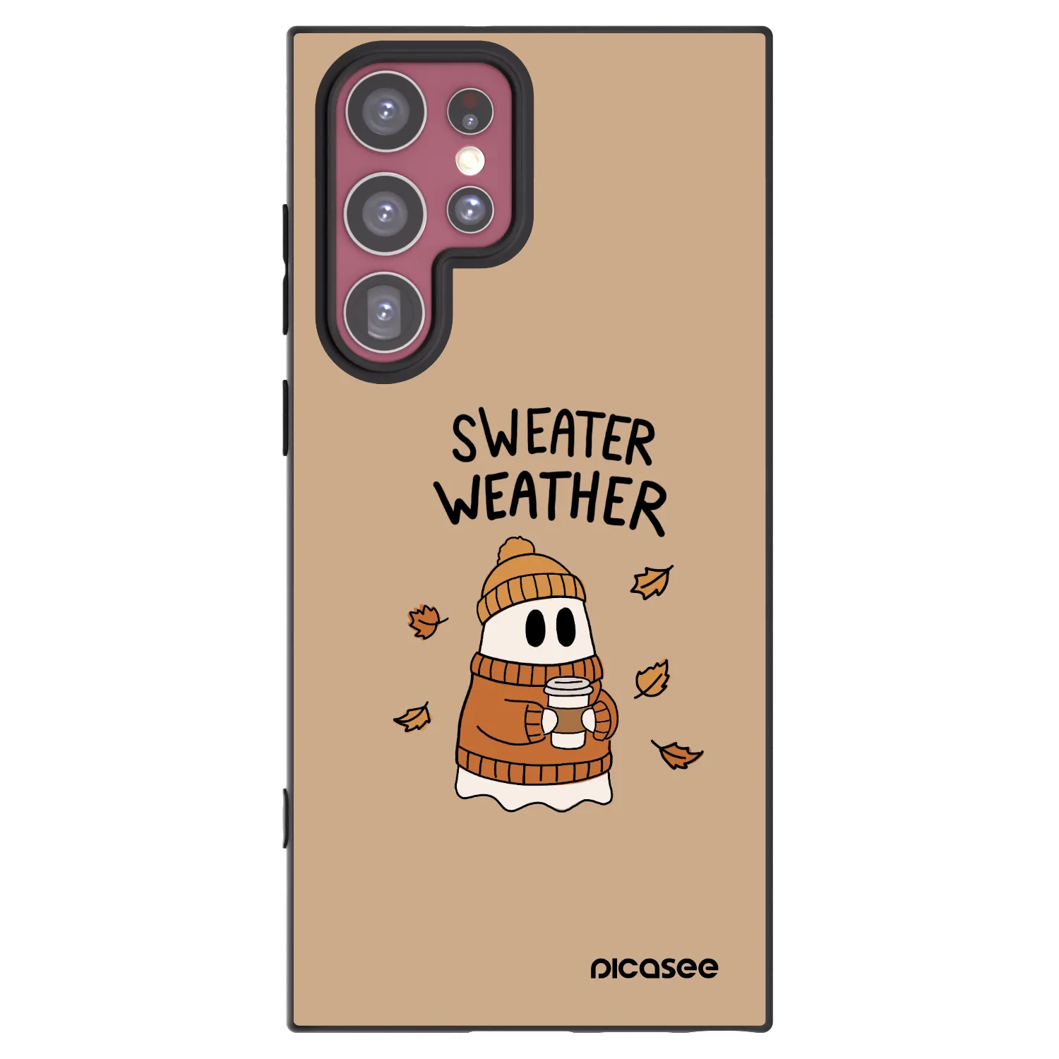 Picasee Μαύρη θήκη σιλικόνης για Samsung Galaxy S22 Ultra 5G - Sweater ghost