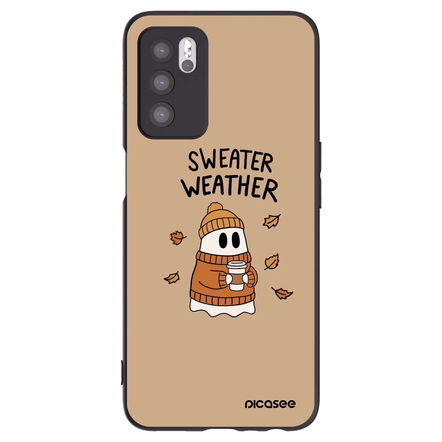 Picasee Μαύρη θήκη σιλικόνης για OPPO A16s - Sweater ghost