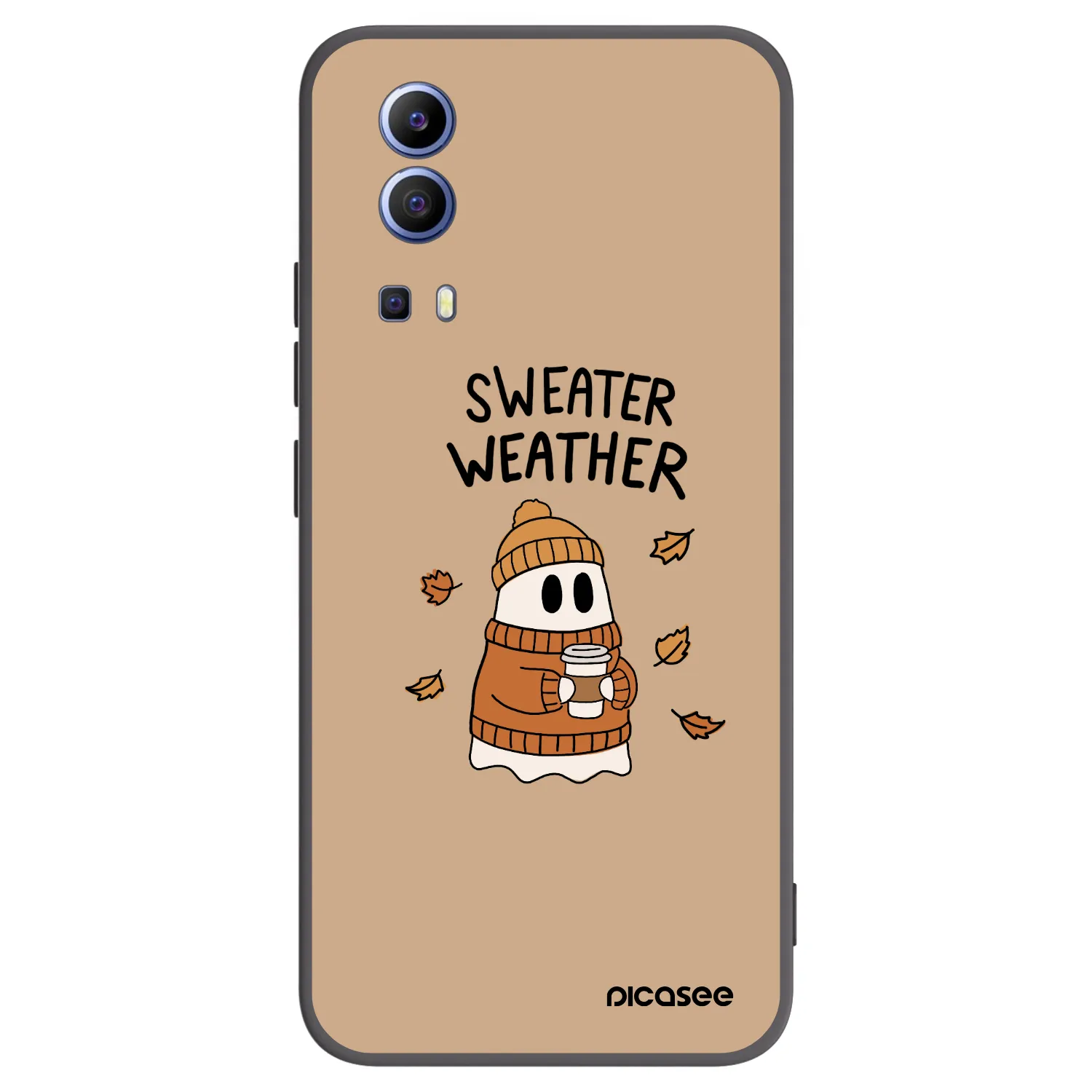 Picasee Μαύρη θήκη σιλικόνης για Vivo Y52 5G - Sweater ghost
