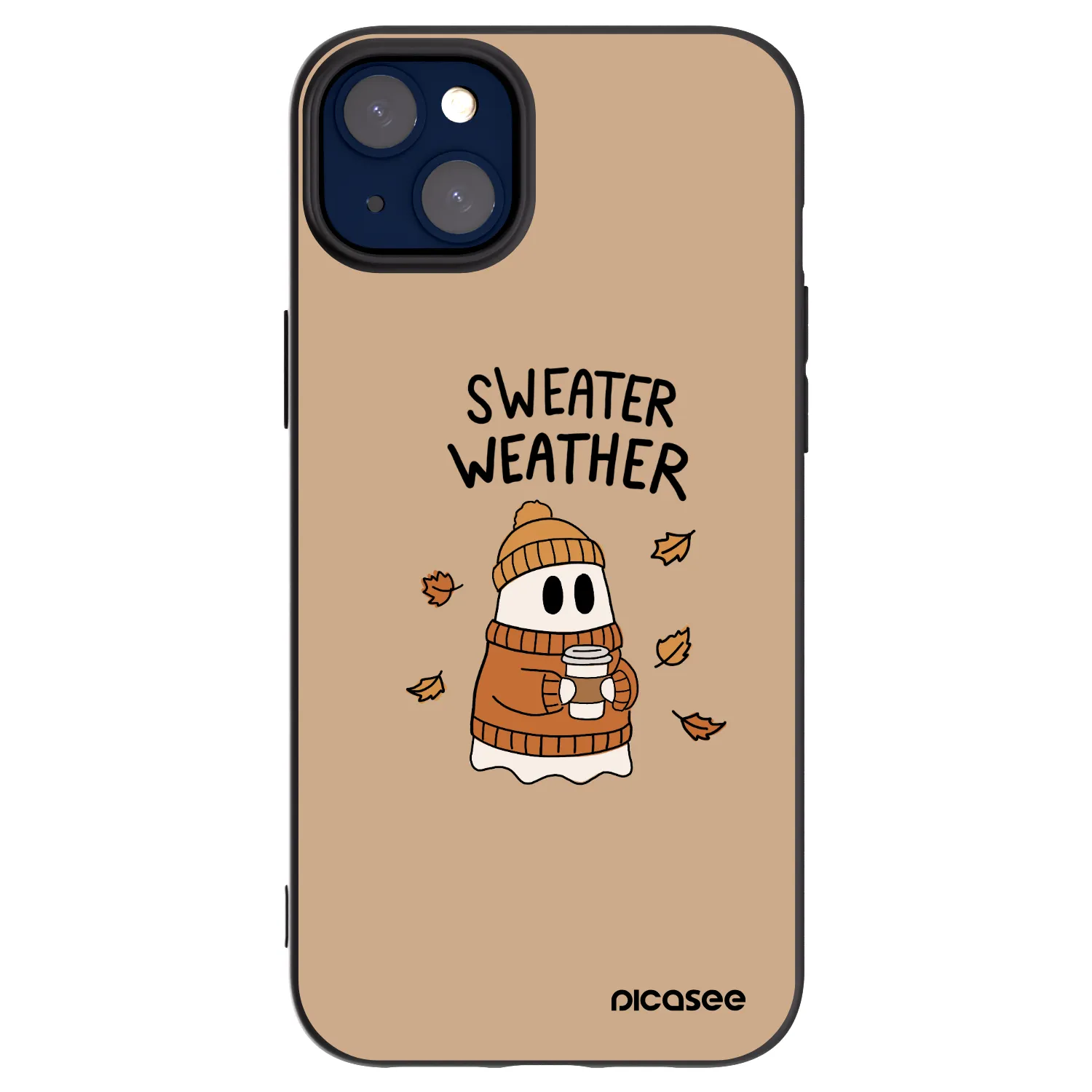Picasee Μαύρη θήκη σιλικόνης για Apple iPhone 14 Plus - Sweater ghost