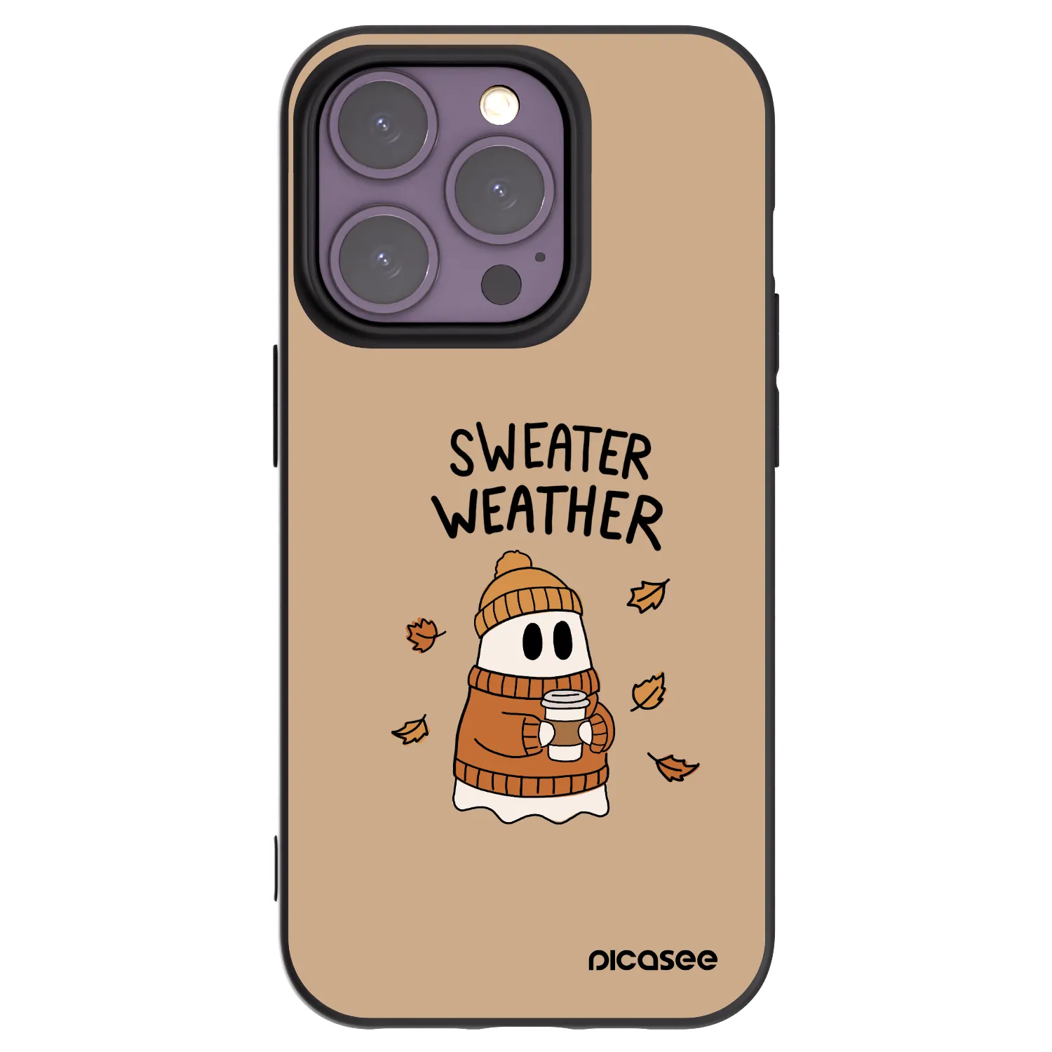 Picasee Μαύρη θήκη σιλικόνης για Apple iPhone 14 Pro - Sweater ghost