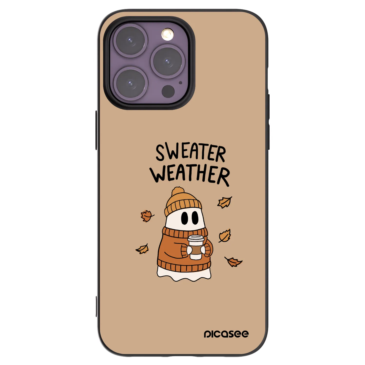 Picasee Μαύρη θήκη σιλικόνης για Apple iPhone 14 Pro Max - Sweater ghost