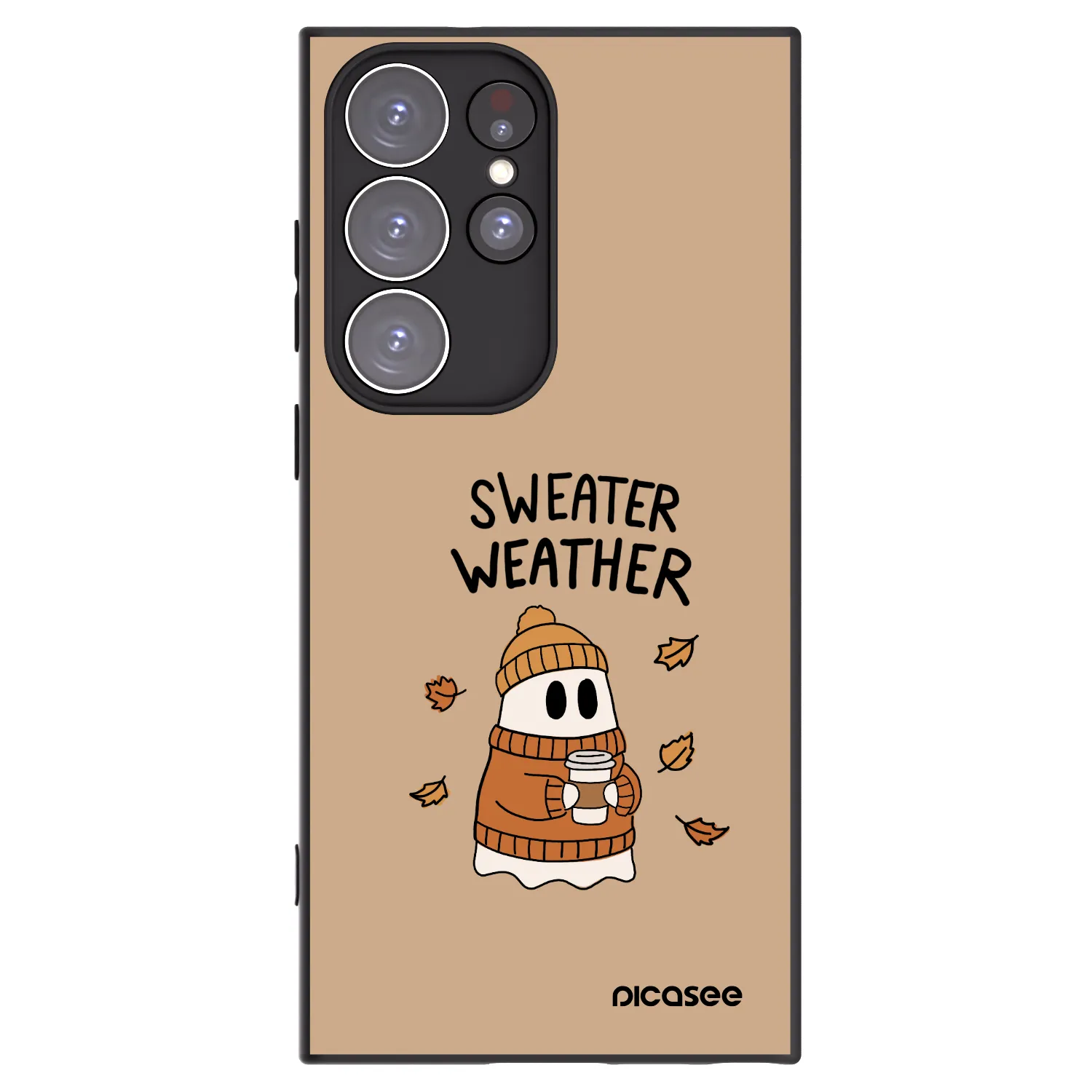 Picasee Μαύρη θήκη σιλικόνης για Samsung Galaxy S23 Ultra 5G - Sweater ghost