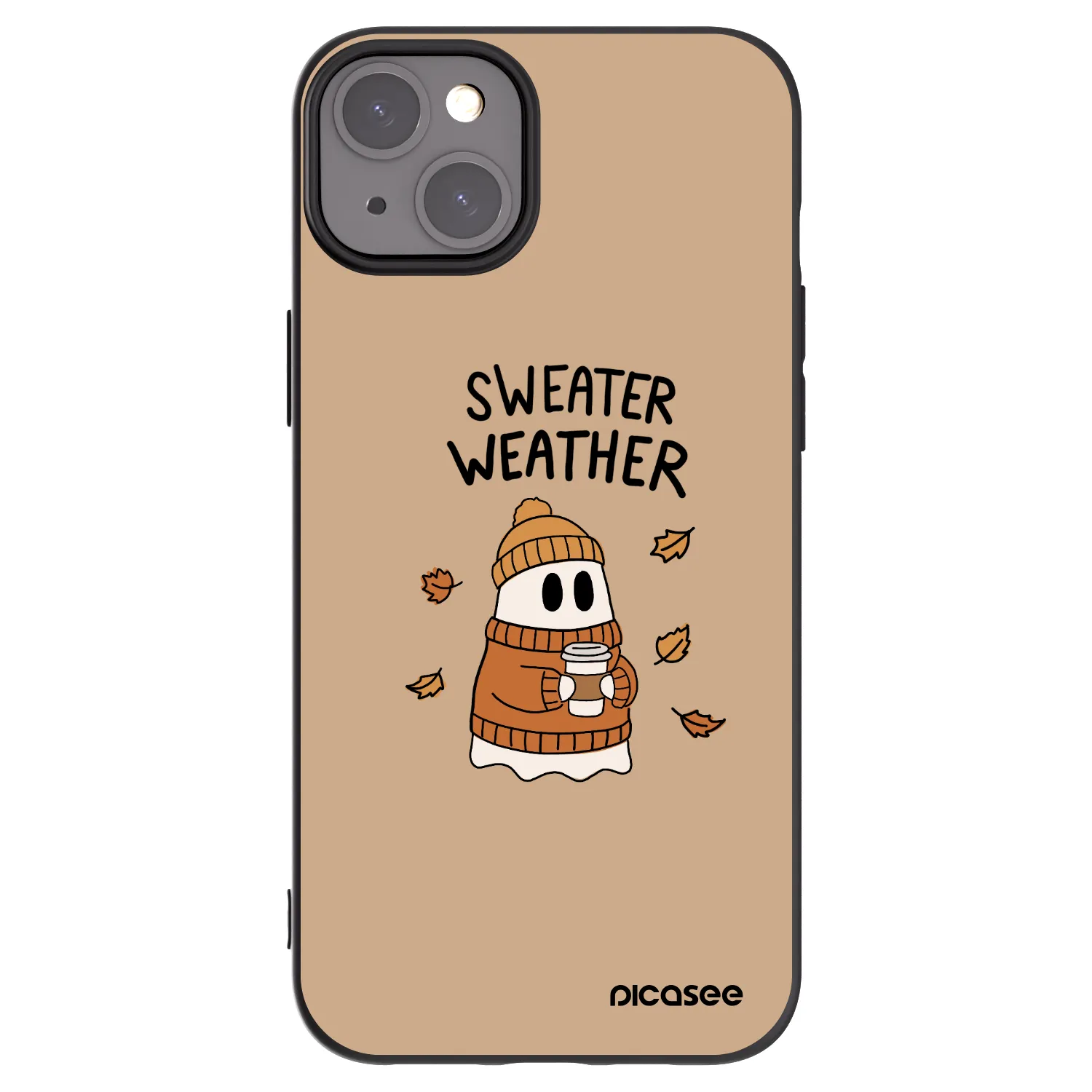 Picasee Μαύρη θήκη σιλικόνης για Apple iPhone 15 Plus - Sweater ghost