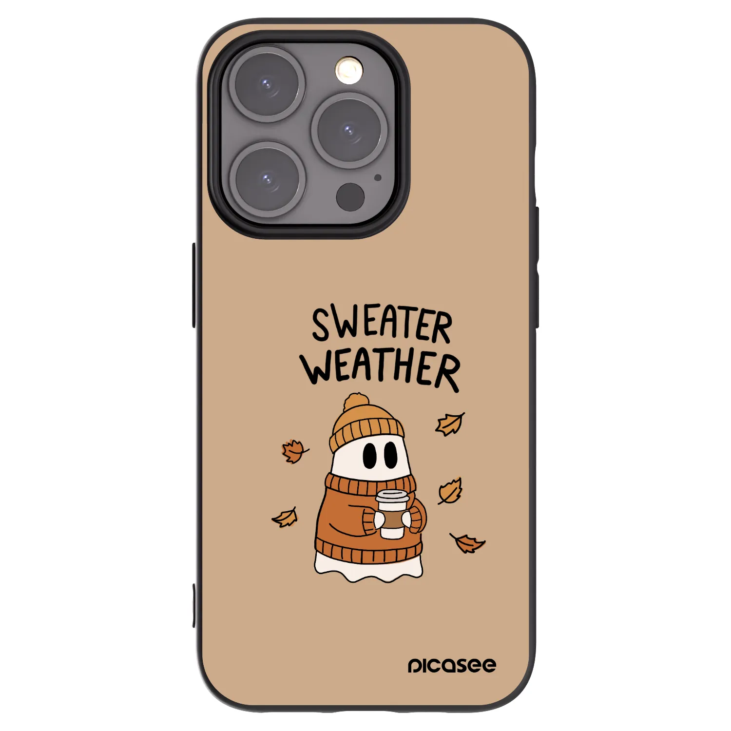 Picasee Μαύρη θήκη σιλικόνης για Apple iPhone 15 Pro - Sweater ghost