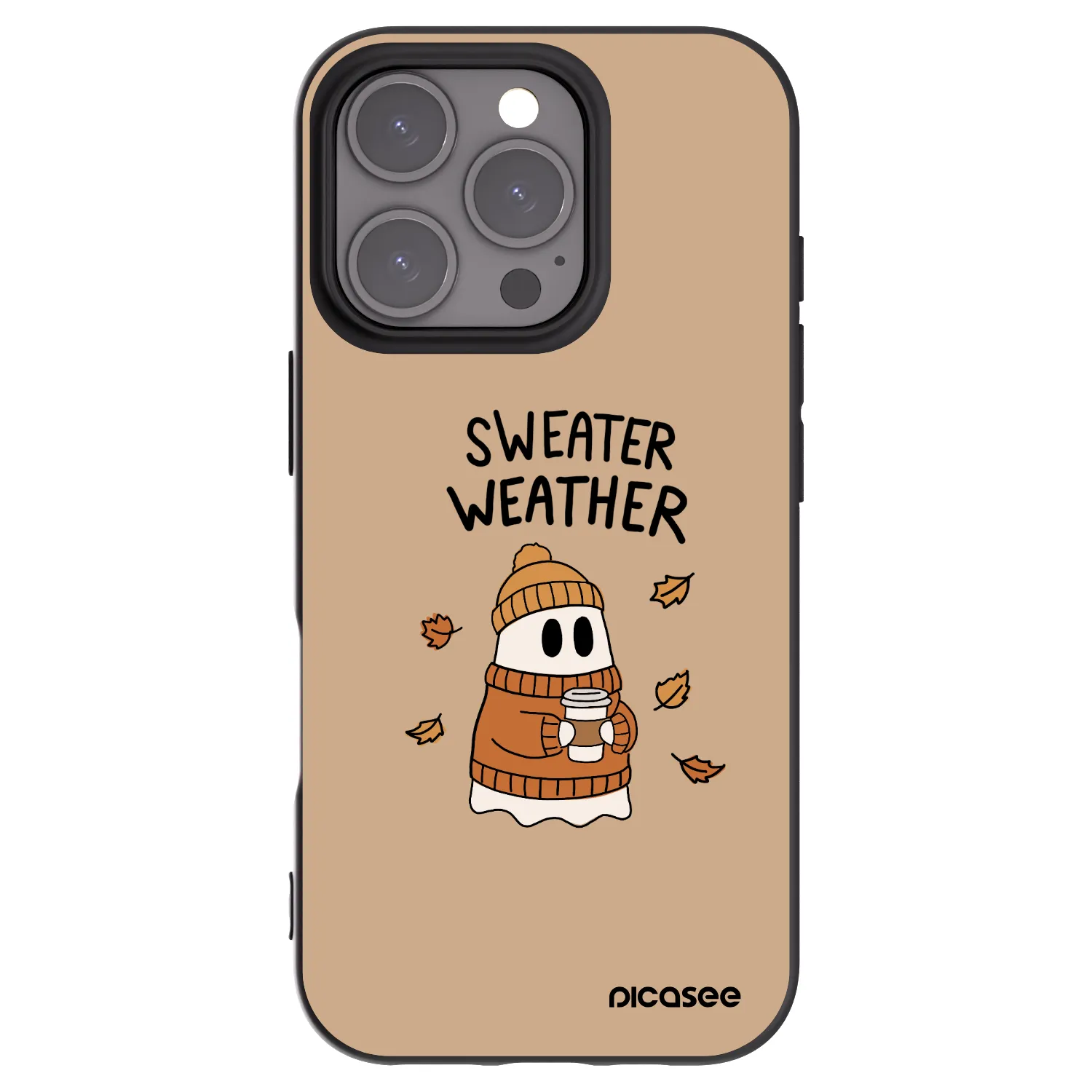 Picasee Μαύρη θήκη σιλικόνης για Apple iPhone 16 Pro - Sweater ghost