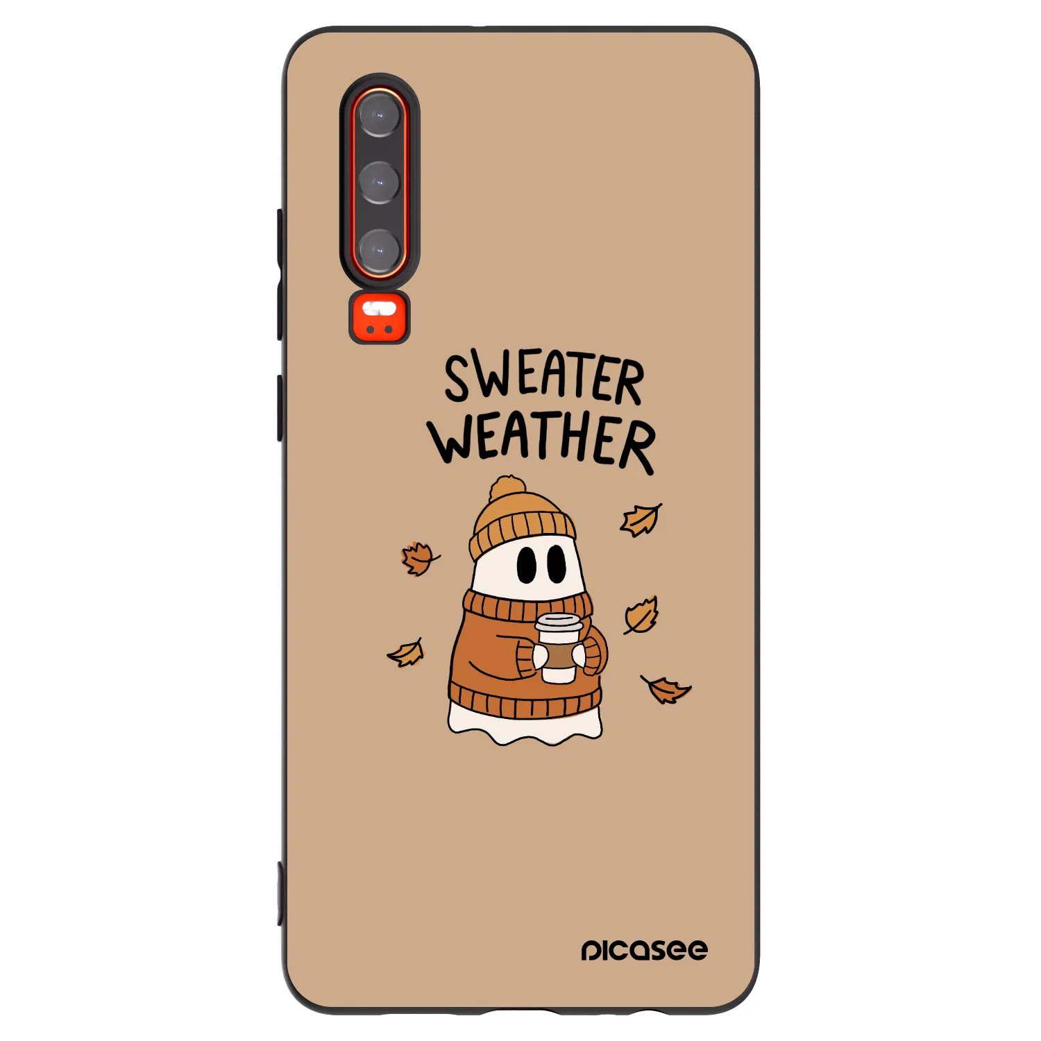 Picasee Μαύρη θήκη σιλικόνης για Huawei P30 - Sweater ghost