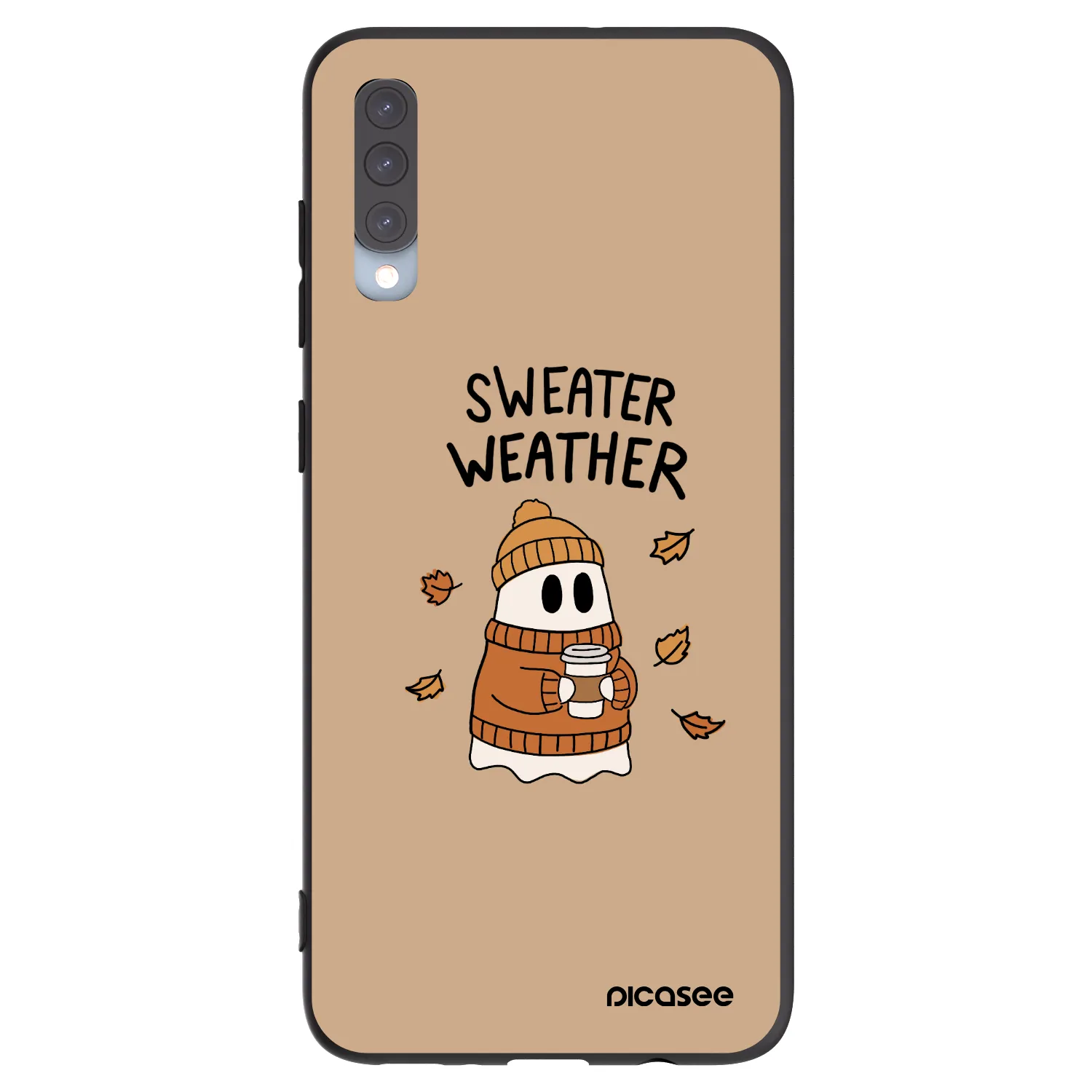 Picasee Μαύρη θήκη σιλικόνης για Samsung Galaxy A70 A705F - Sweater ghost