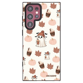 Picasee Μαύρη θήκη σιλικόνης για Samsung Galaxy S22 Ultra 5G - Pumpkin spice