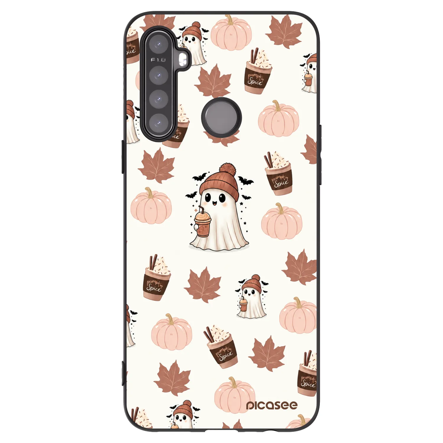 Picasee Μαύρη θήκη σιλικόνης για Realme 5 - Pumpkin spice