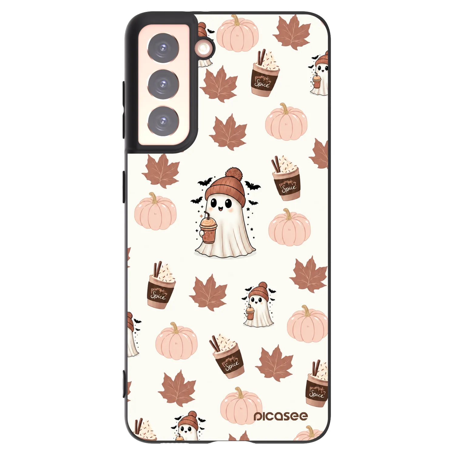 Picasee Μαύρη θήκη σιλικόνης για Samsung Galaxy S21 5G G991B - Pumpkin spice
