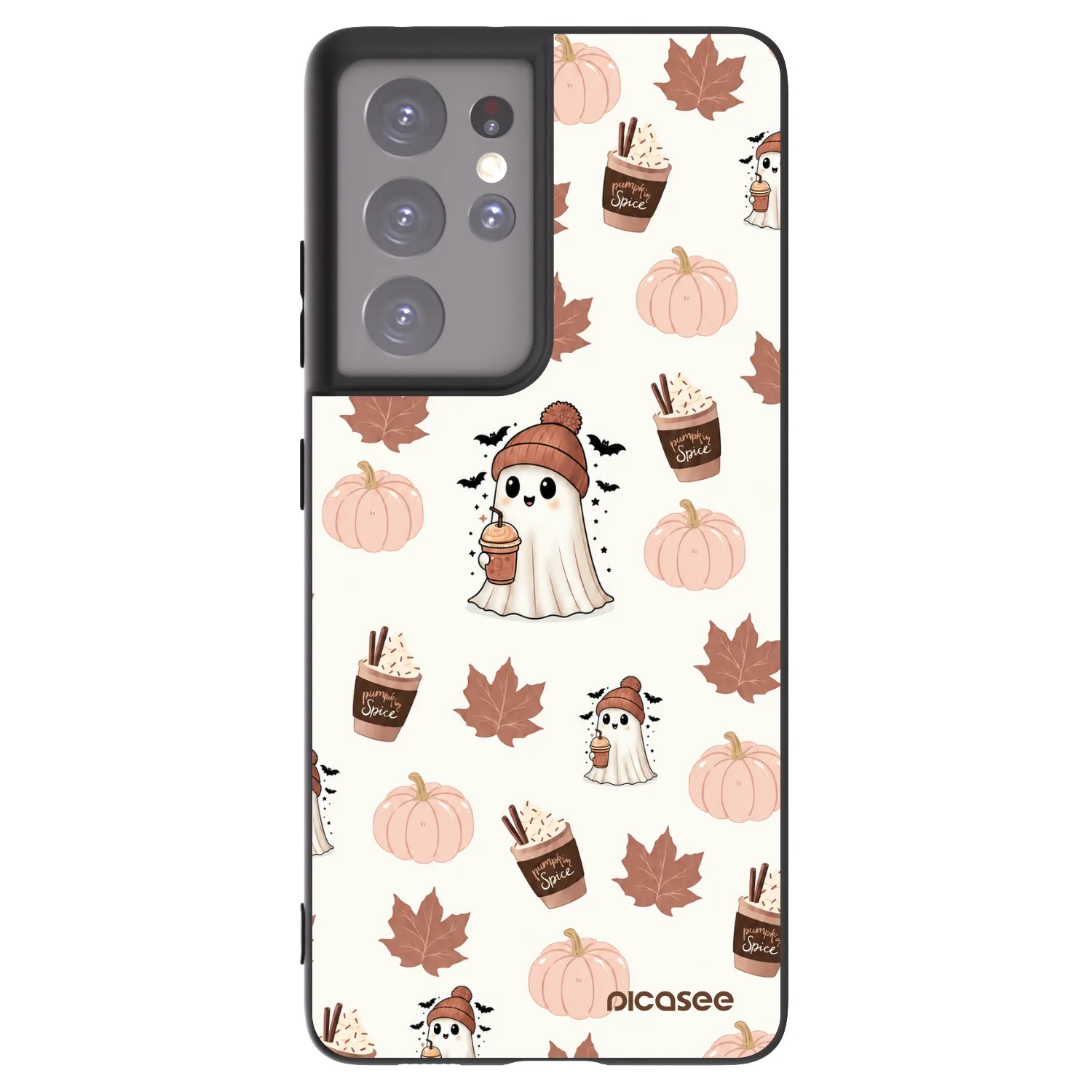 Picasee Μαύρη θήκη σιλικόνης για Samsung Galaxy S21 Ultra 5G G998B - Pumpkin spice