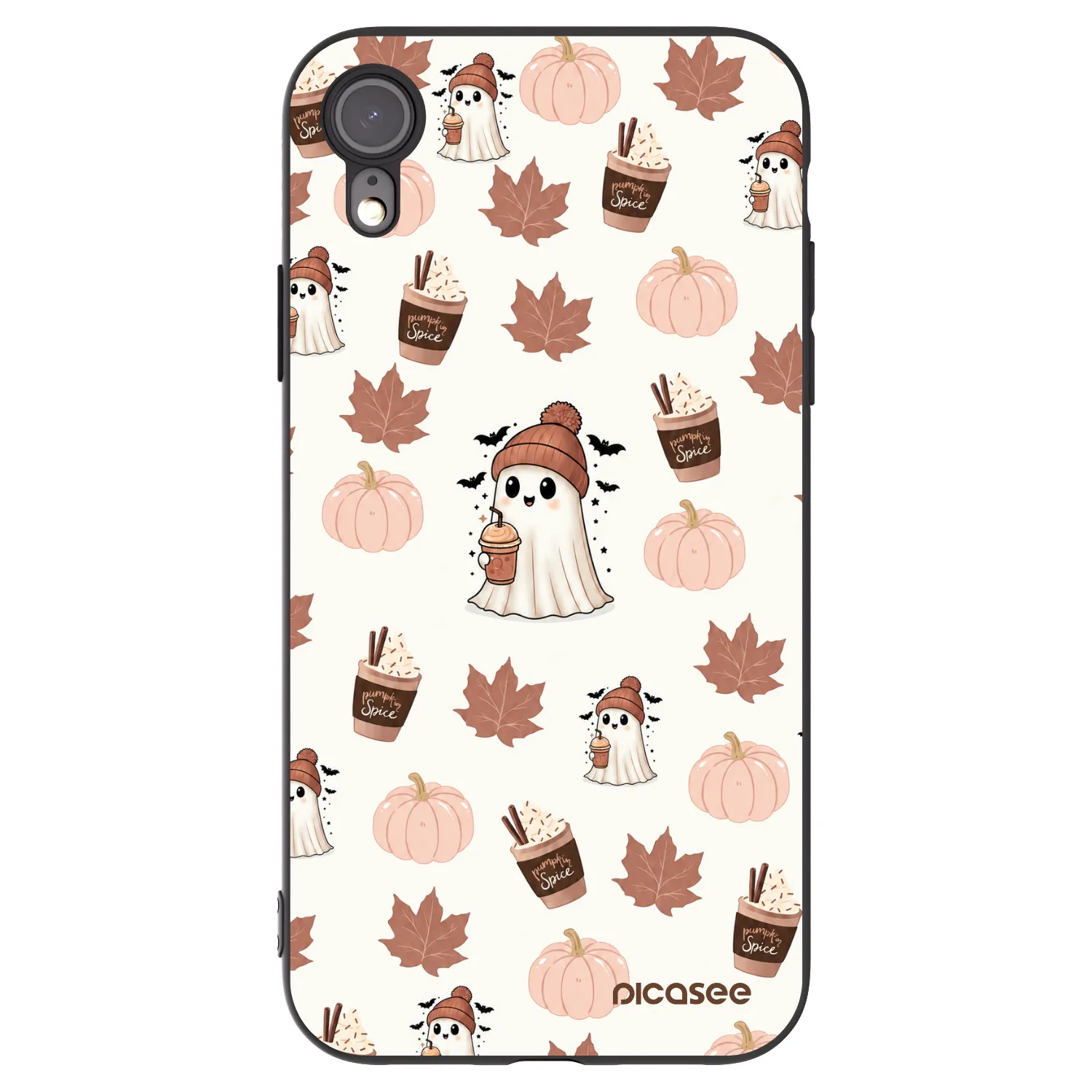 Picasee Μαύρη θήκη σιλικόνης για Apple iPhone XR - Pumpkin spice