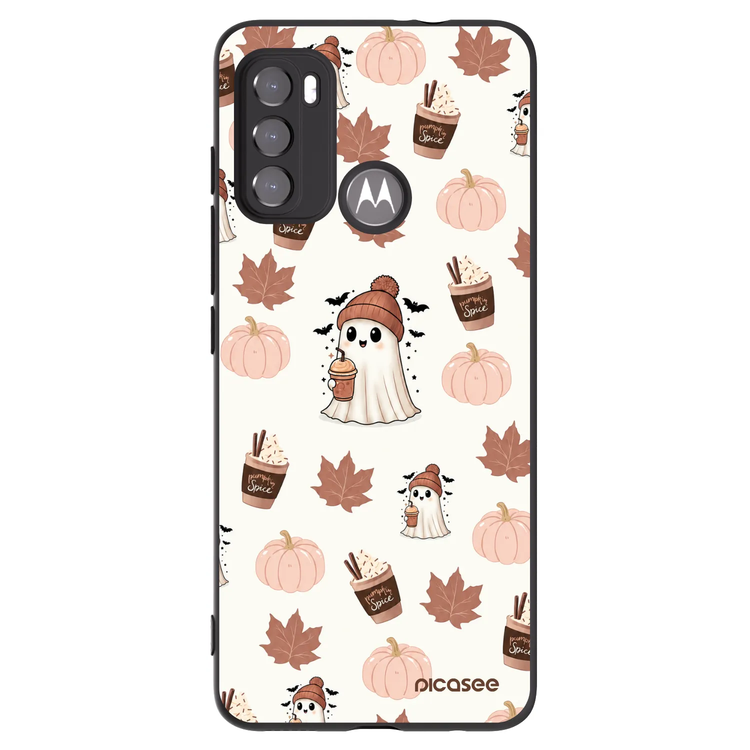 Picasee Μαύρη θήκη σιλικόνης για Motorola Moto G60 - Pumpkin spice