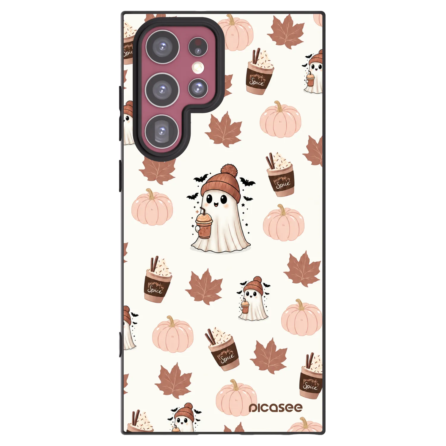 Picasee Μαύρη θήκη σιλικόνης για Samsung Galaxy S22 Ultra 5G - Pumpkin spice