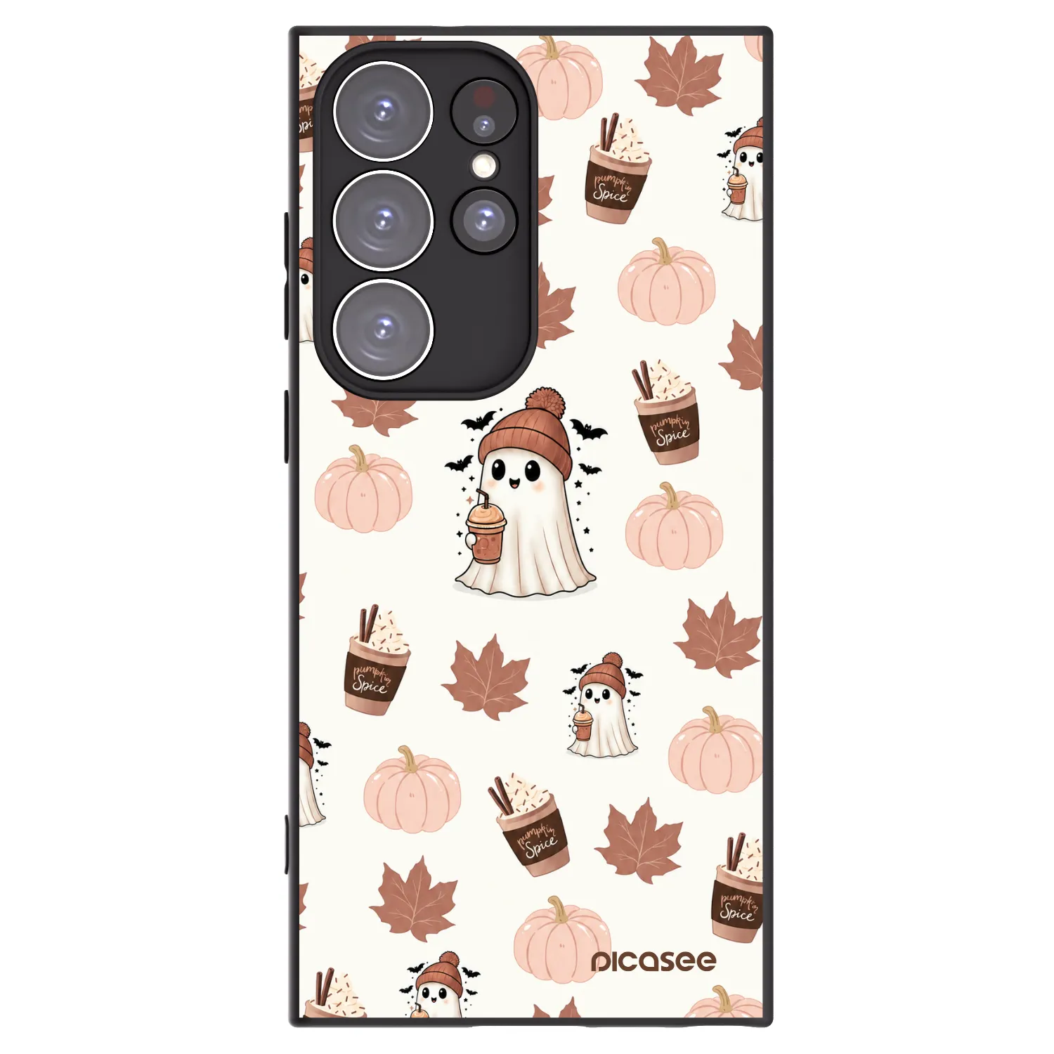 Picasee Μαύρη θήκη σιλικόνης για Samsung Galaxy S23 Ultra 5G - Pumpkin spice