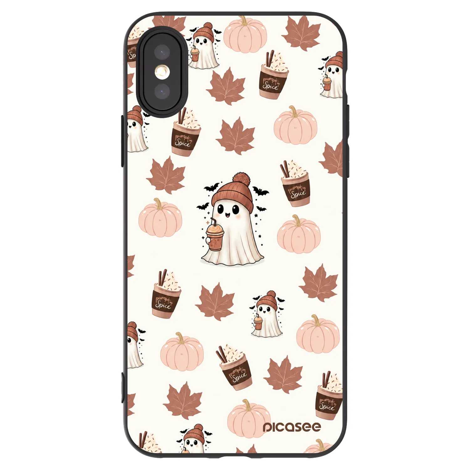 Picasee Μαύρη θήκη σιλικόνης για Apple iPhone X/XS - Pumpkin spice
