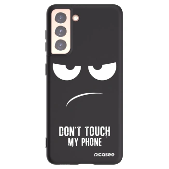 Picasee Μαύρη θήκη σιλικόνης για Samsung Galaxy S21 5G G991B - Don't Touch My Phone