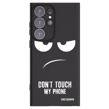 Picasee Μαύρη θήκη σιλικόνης για Samsung Galaxy S23 Ultra 5G - Don't Touch My Phone
