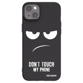 Picasee Μαύρη θήκη σιλικόνης για Apple iPhone 15 Plus - Don't Touch My Phone