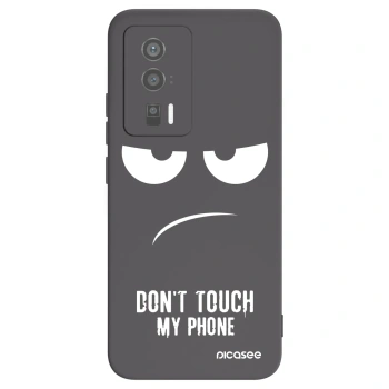 Picasee Μαύρη θήκη σιλικόνης για Xiaomi Poco F5 Pro 5G - Don't Touch My Phone