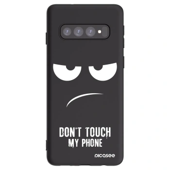 Picasee Μαύρη θήκη σιλικόνης για Samsung Galaxy S10 G973 - Don't Touch My Phone