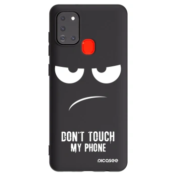 Picasee Μαύρη θήκη σιλικόνης για Samsung Galaxy A21s - Don't Touch My Phone