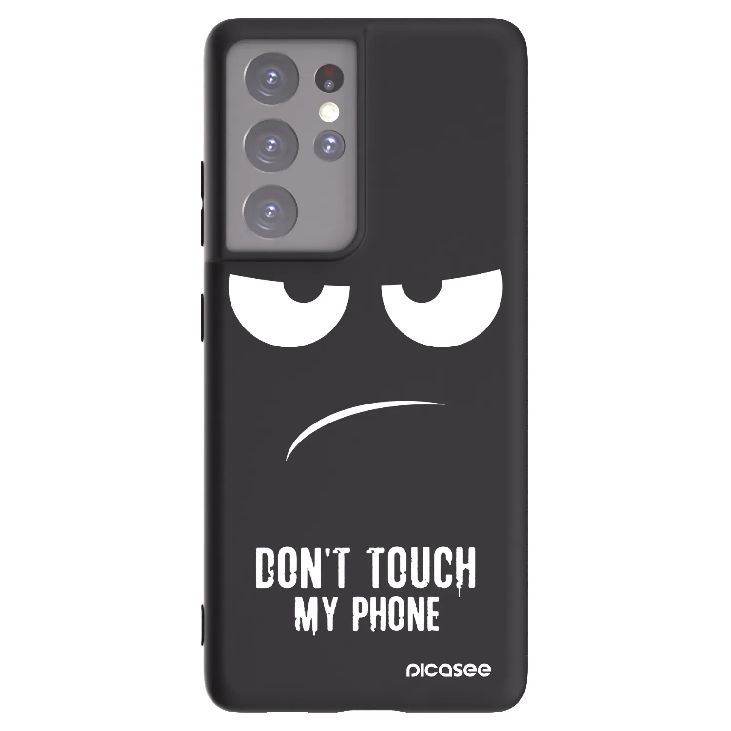 Picasee Μαύρη θήκη σιλικόνης για Samsung Galaxy S21 Ultra 5G G998B - Don't Touch My Phone