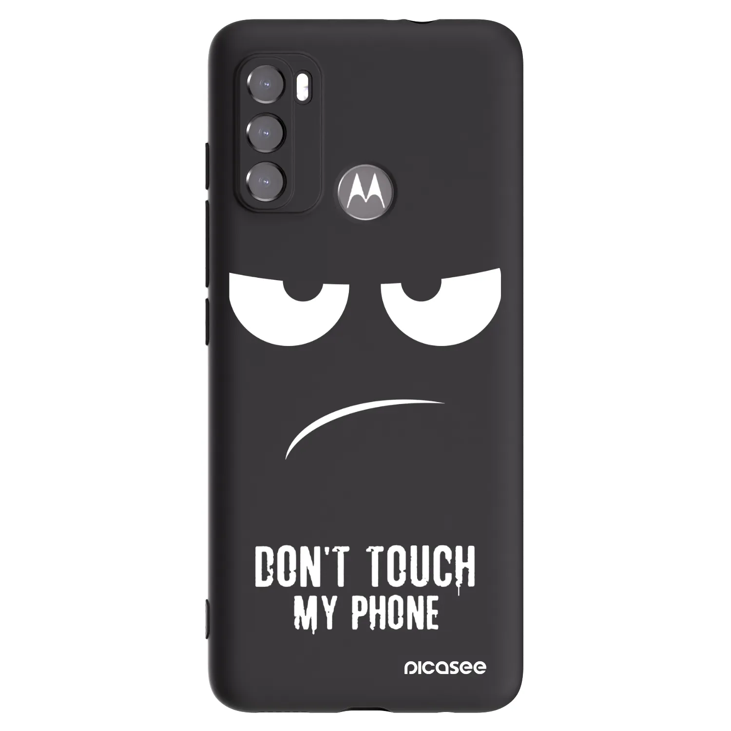Picasee Μαύρη θήκη σιλικόνης για Motorola Moto G60 - Don't Touch My Phone