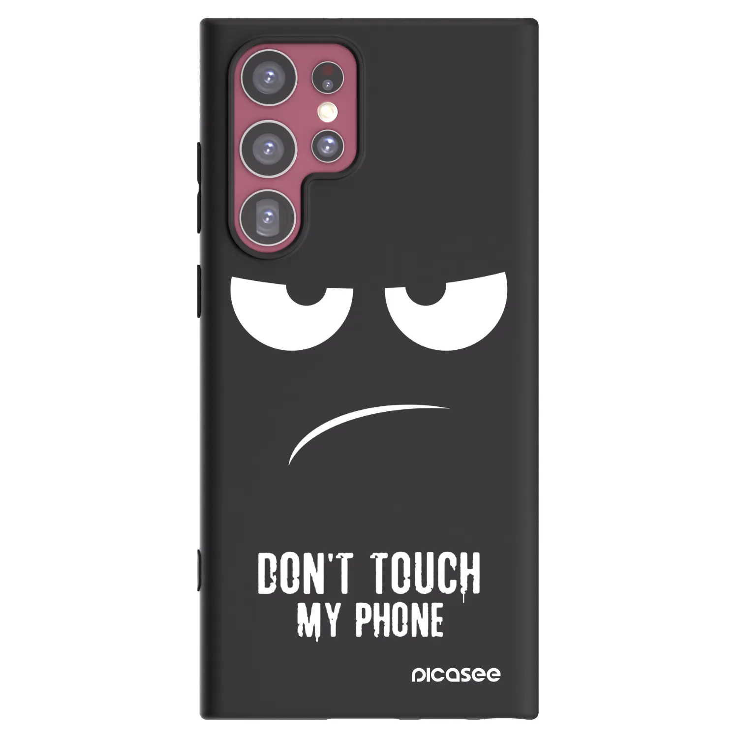 Picasee Μαύρη θήκη σιλικόνης για Samsung Galaxy S22 Ultra 5G - Don't Touch My Phone