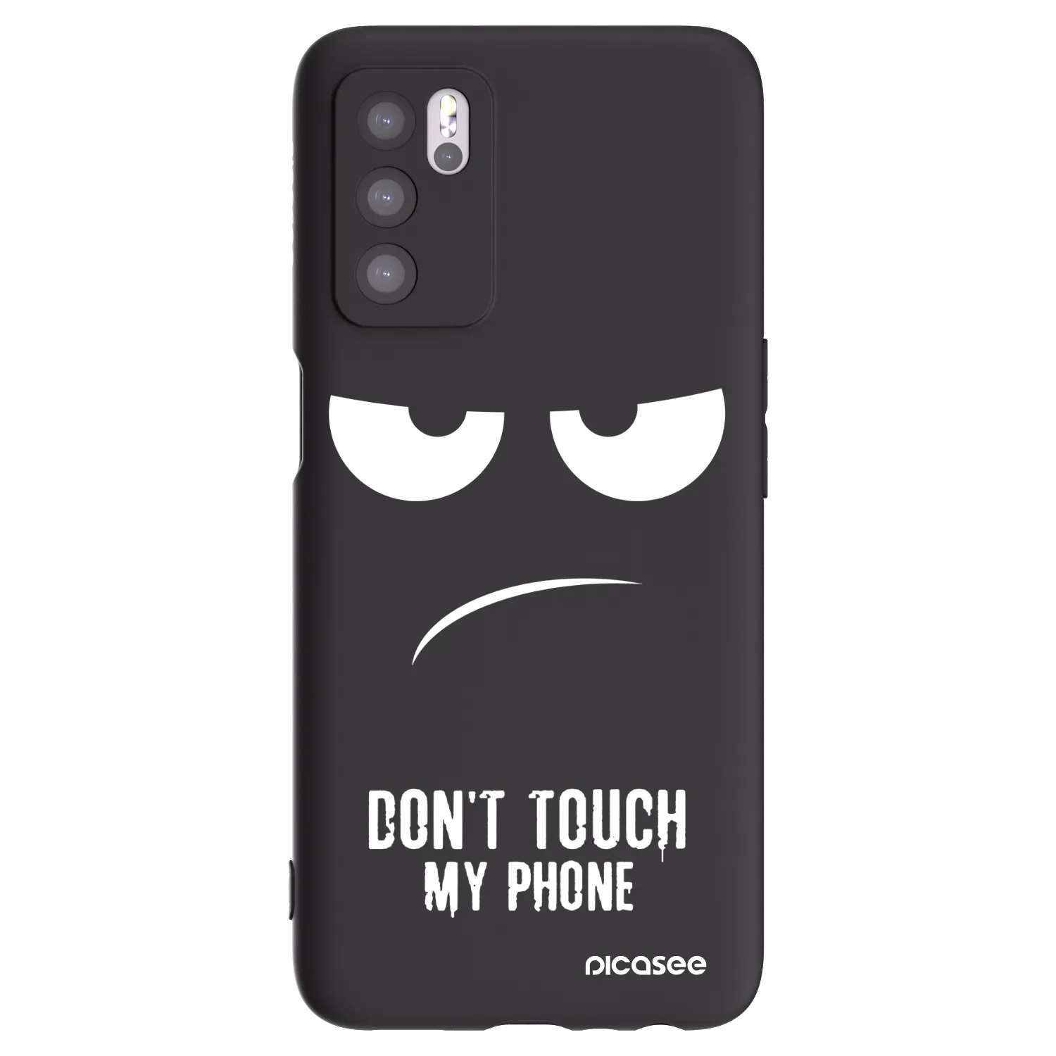 Picasee Μαύρη θήκη σιλικόνης για OPPO A16 - Don't Touch My Phone