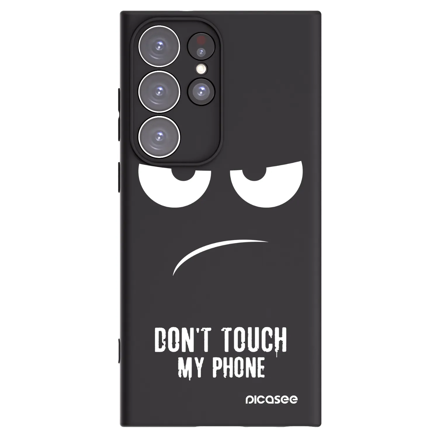 Picasee Μαύρη θήκη σιλικόνης για Samsung Galaxy S23 Ultra 5G - Don't Touch My Phone