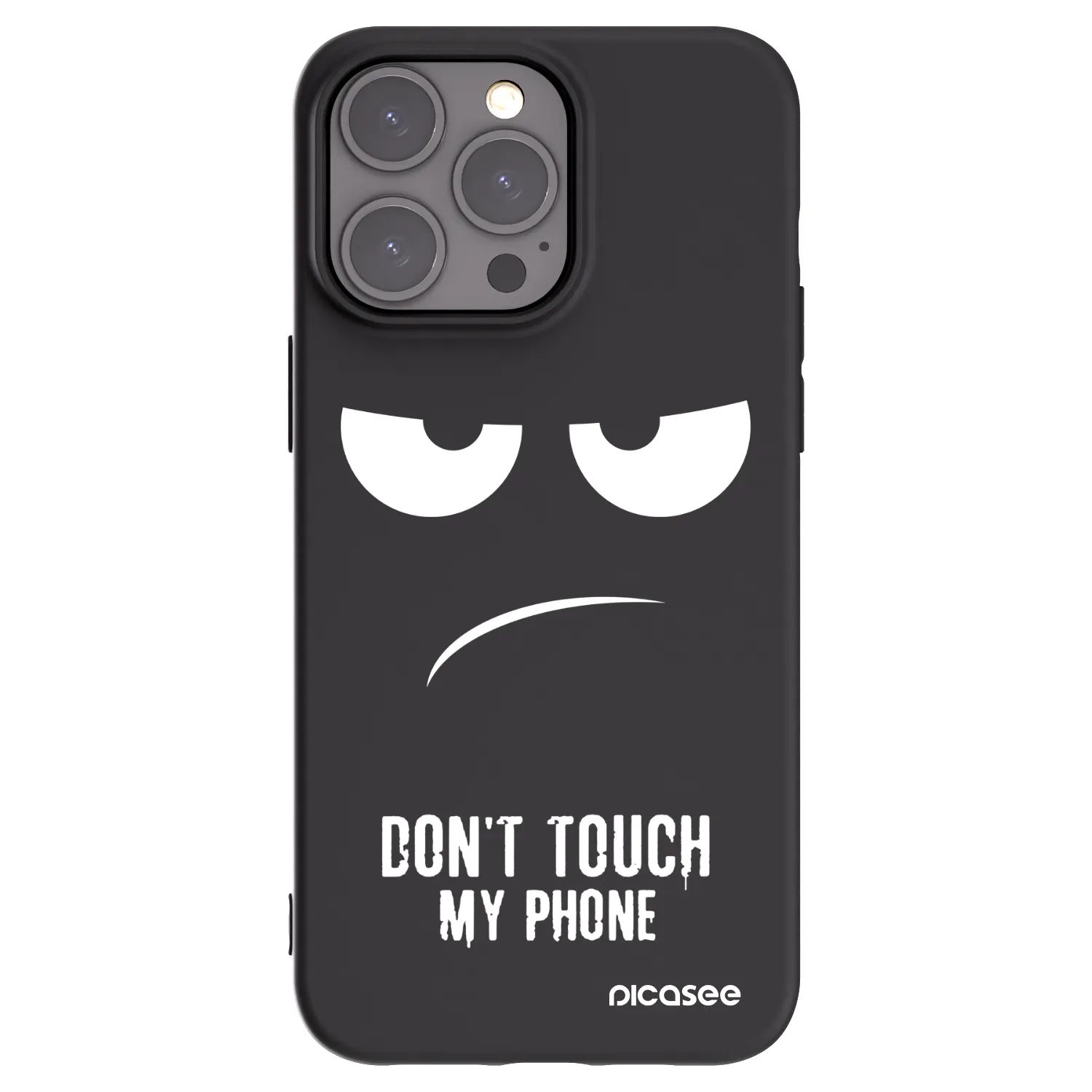Picasee Μαύρη θήκη σιλικόνης για Apple iPhone 15 Pro Max - Don't Touch My Phone