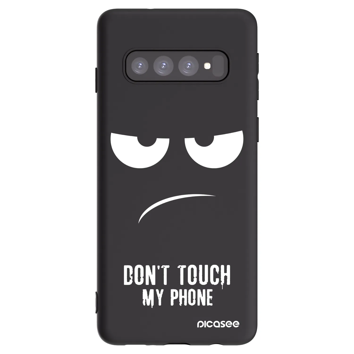 Picasee Μαύρη θήκη σιλικόνης για Samsung Galaxy S10 G973 - Don't Touch My Phone