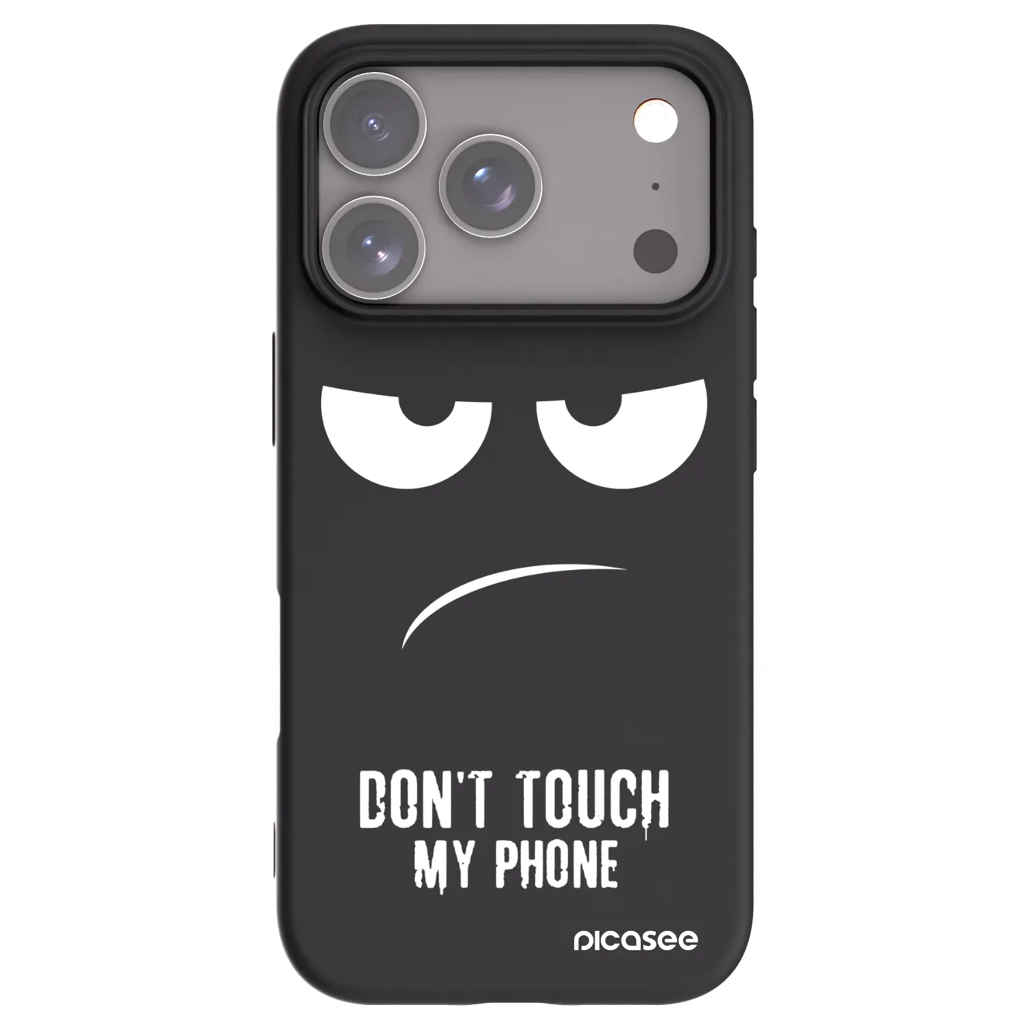 Picasee Μαύρη θήκη σιλικόνης για Apple iPhone 17 Pro - Don't Touch My Phone