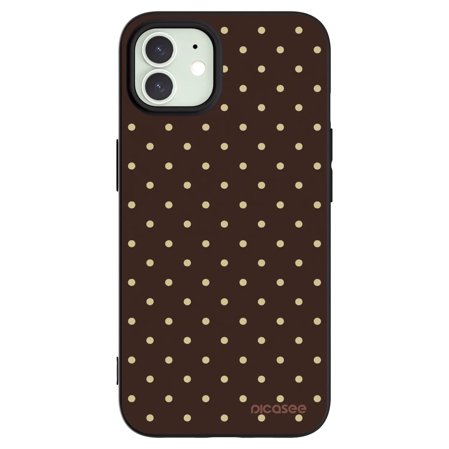 Picasee Μαύρη θήκη σιλικόνης για Apple iPhone 12 - Vanilla Dots & Chocolate