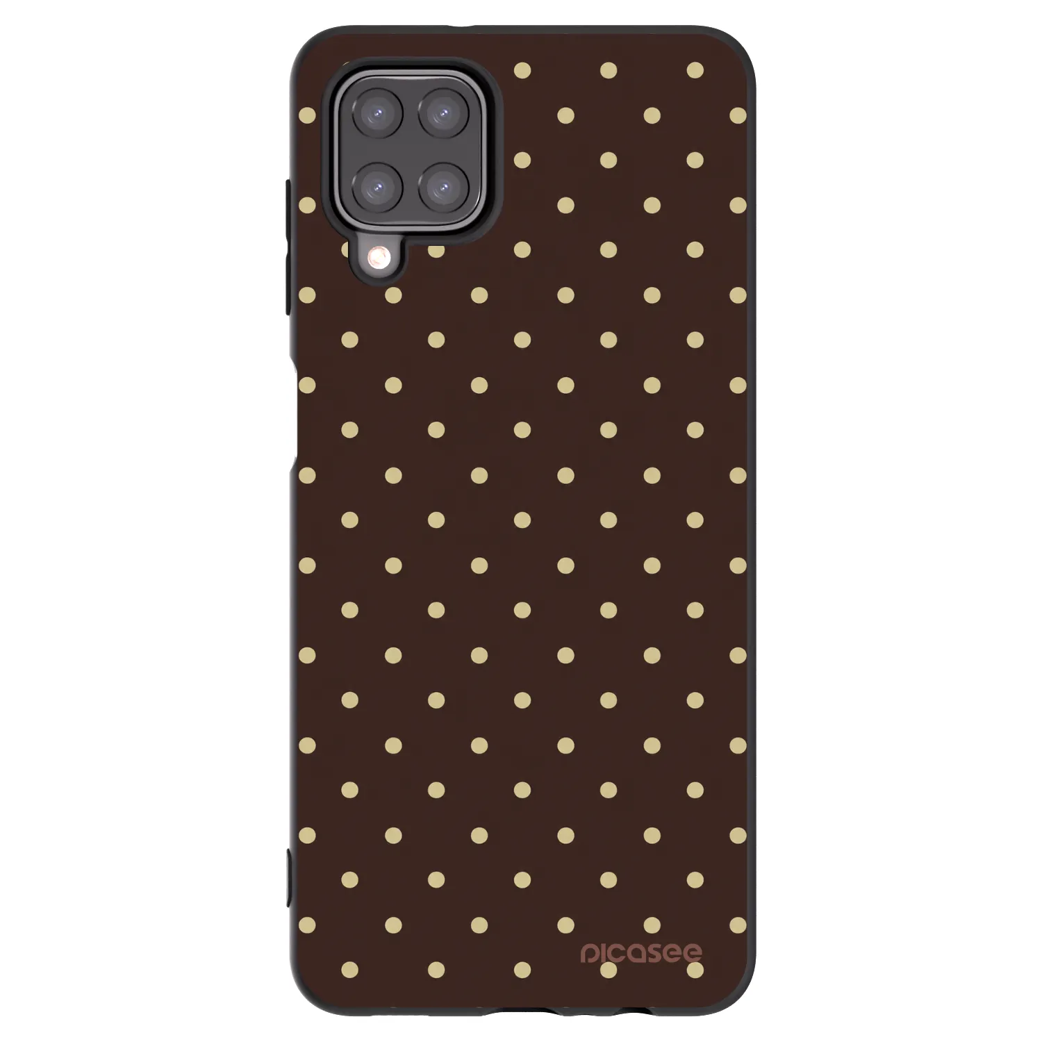 Picasee Μαύρη θήκη σιλικόνης για Samsung Galaxy A12 A125F - Vanilla Dots & Chocolate