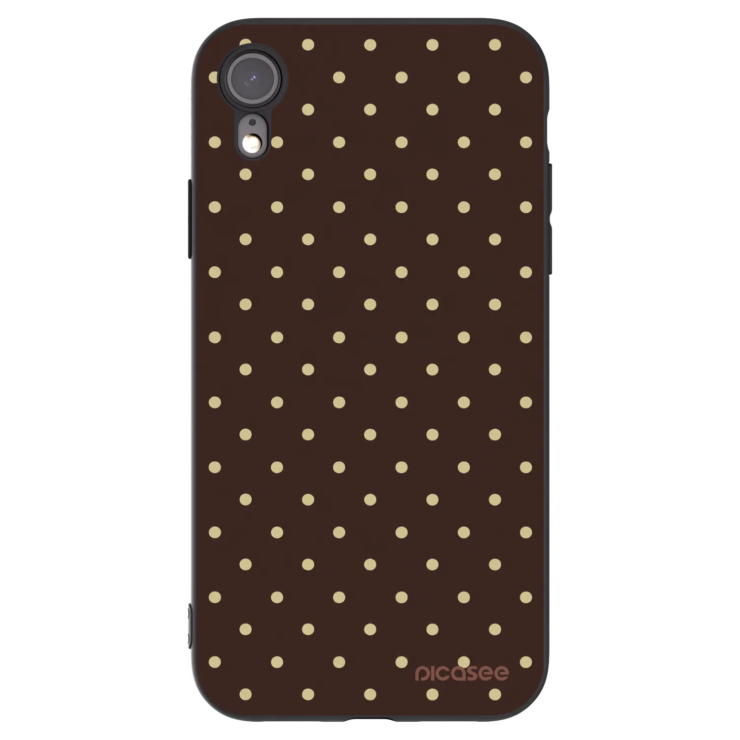 Picasee Μαύρη θήκη σιλικόνης για Apple iPhone XR - Vanilla Dots & Chocolate