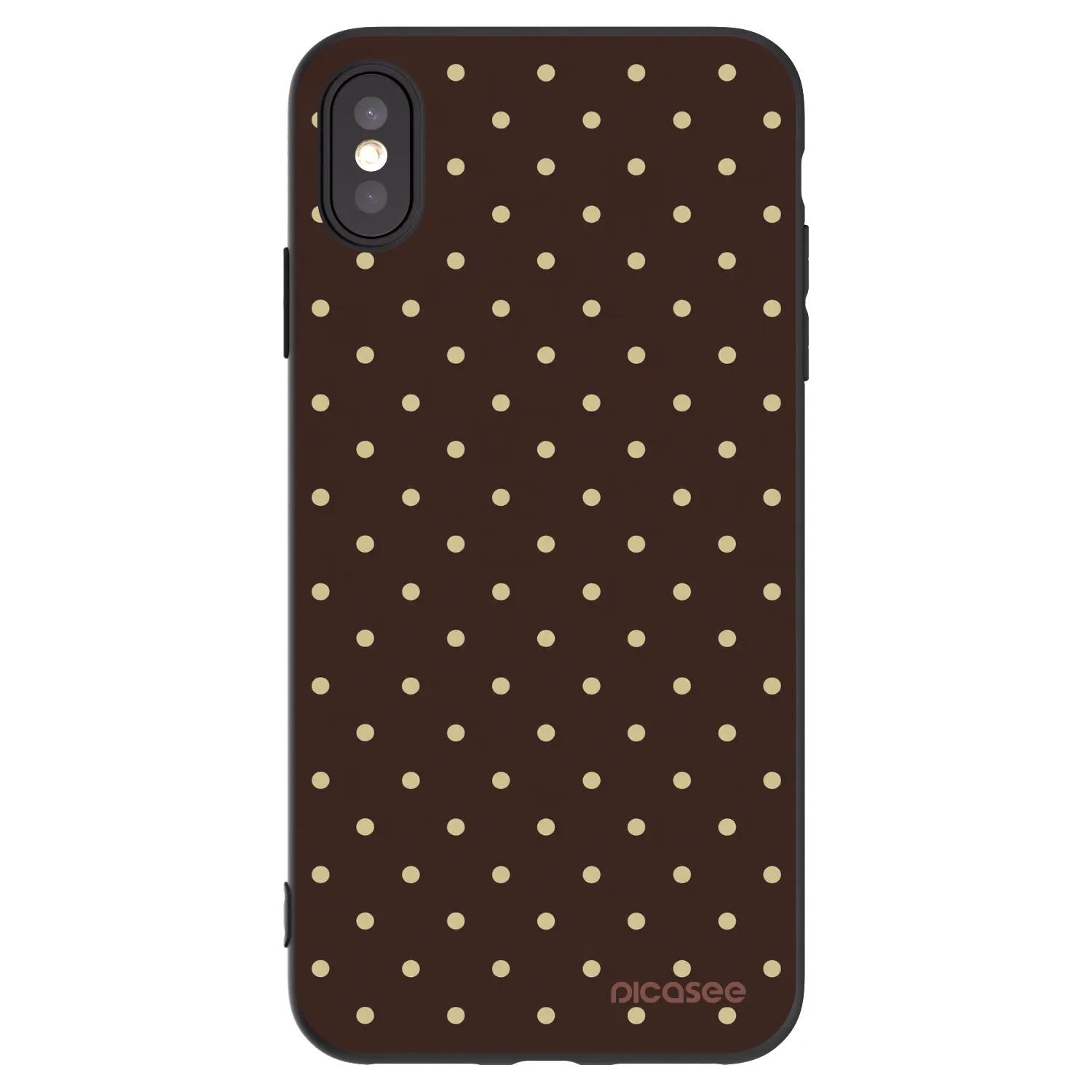 Picasee Μαύρη θήκη σιλικόνης για Apple iPhone XS Max - Vanilla Dots & Chocolate