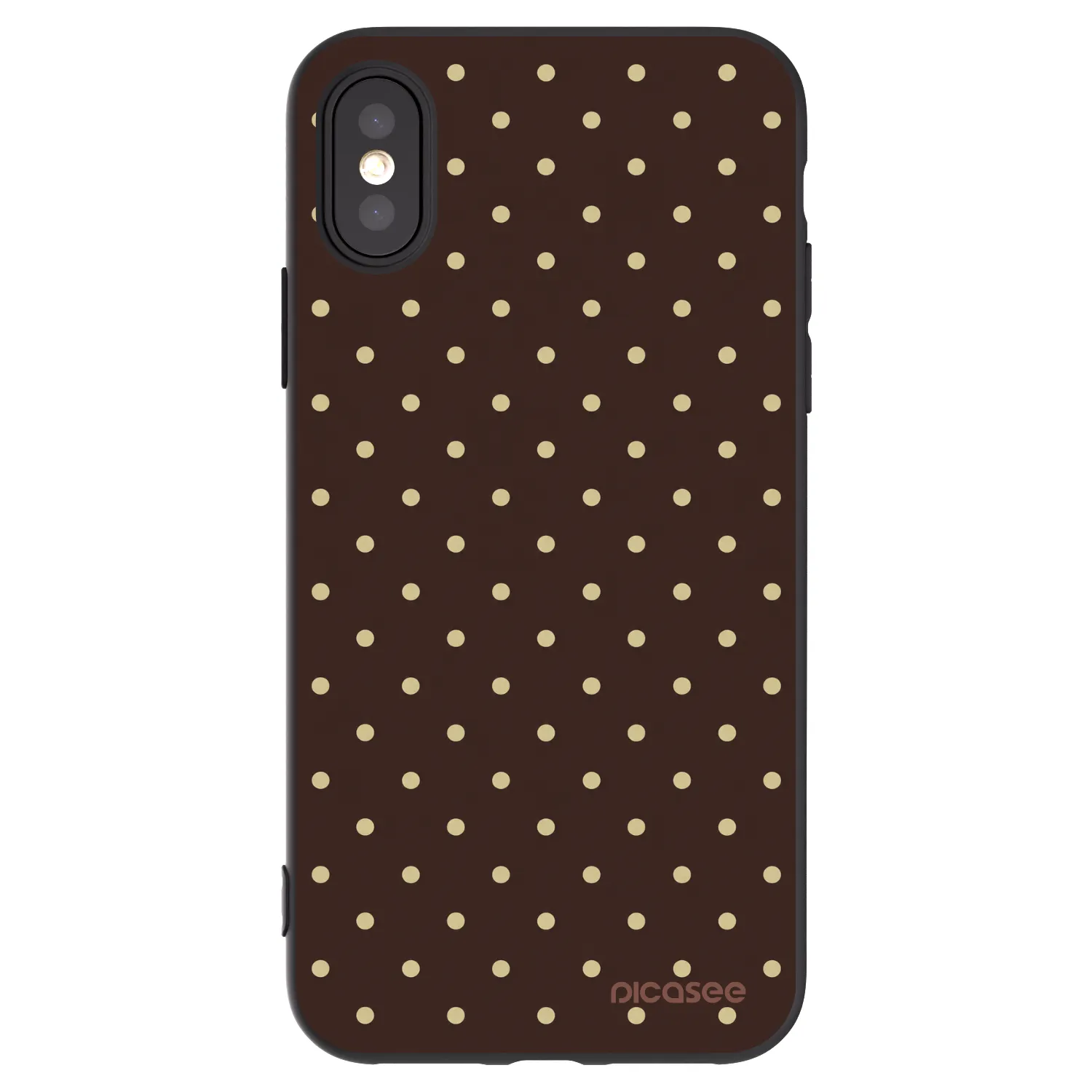 Picasee Μαύρη θήκη σιλικόνης για Apple iPhone X/XS - Vanilla Dots & Chocolate