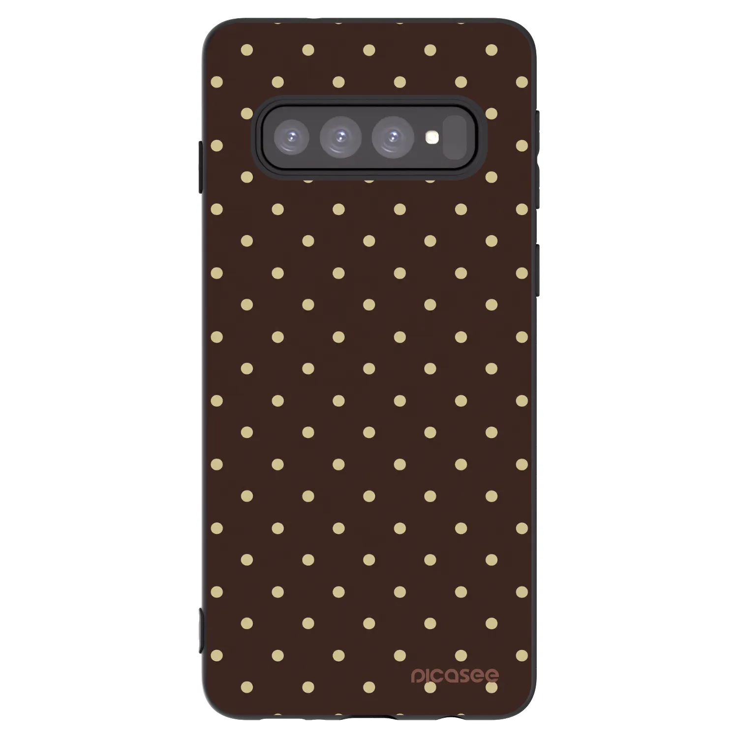 Picasee Μαύρη θήκη σιλικόνης για Samsung Galaxy S10 G973 - Vanilla Dots & Chocolate