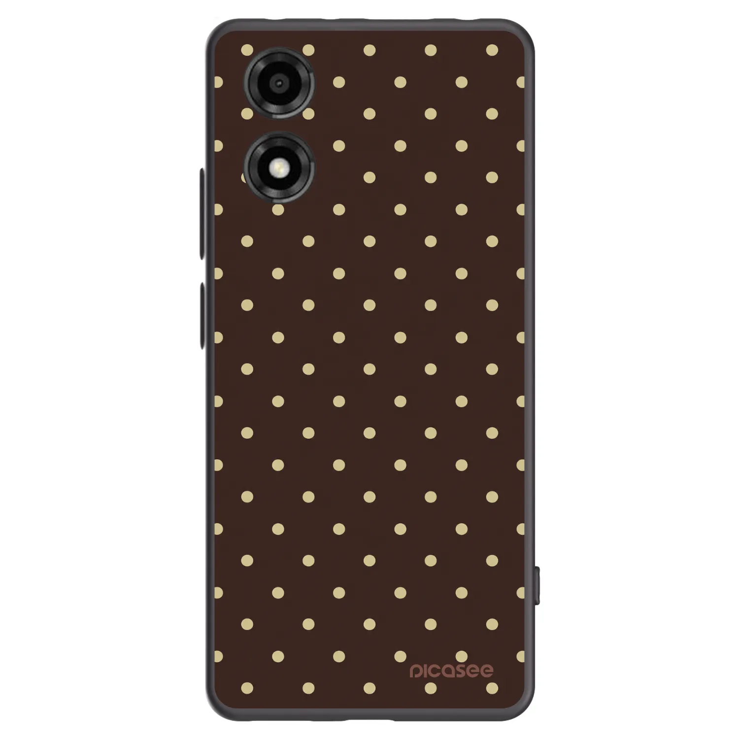 Picasee Μαύρη θήκη σιλικόνης για Motorola Moto E14 - Vanilla Dots & Chocolate