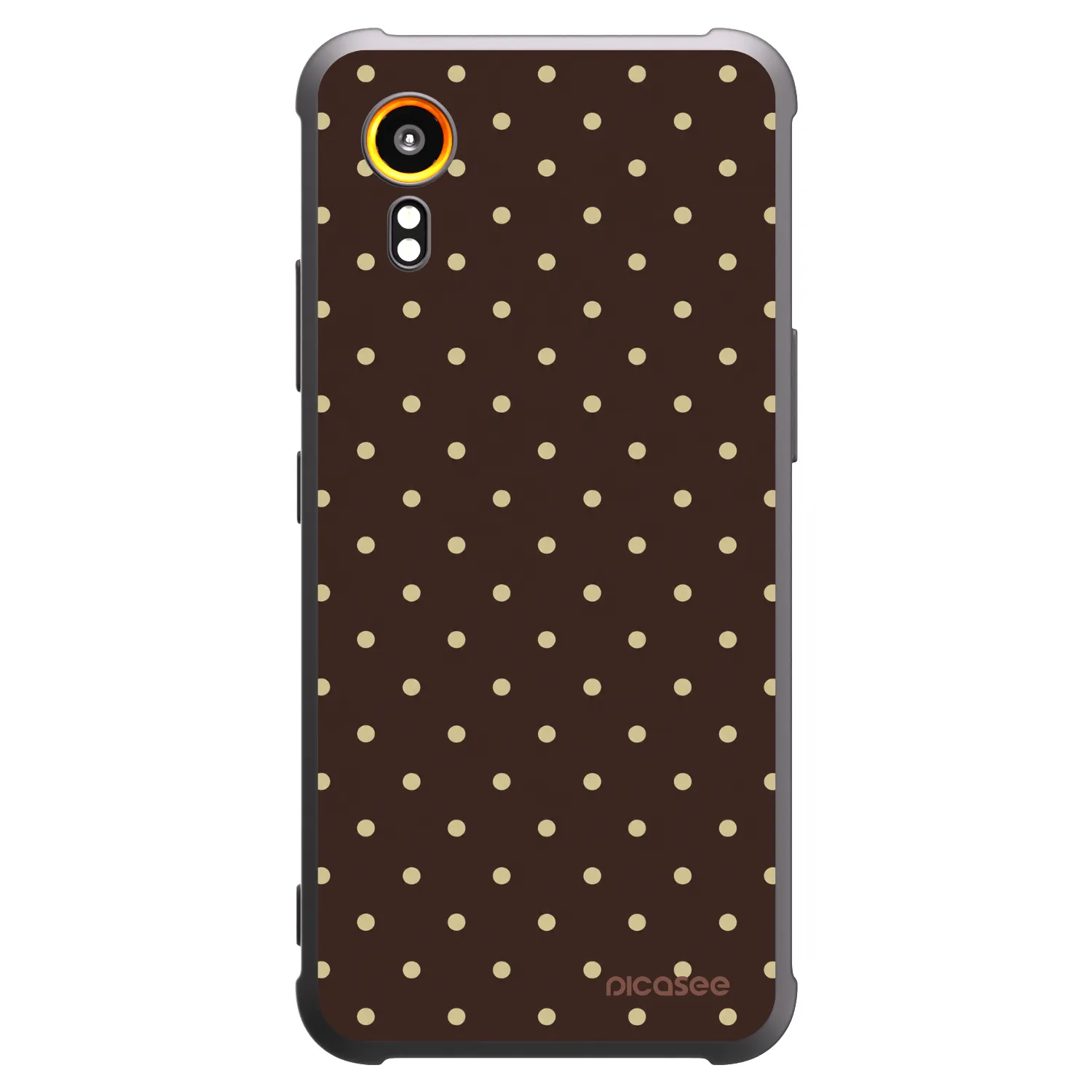 Picasee Μαύρη θήκη σιλικόνης για Samsung Galaxy XCover 7 - Vanilla Dots & Chocolate