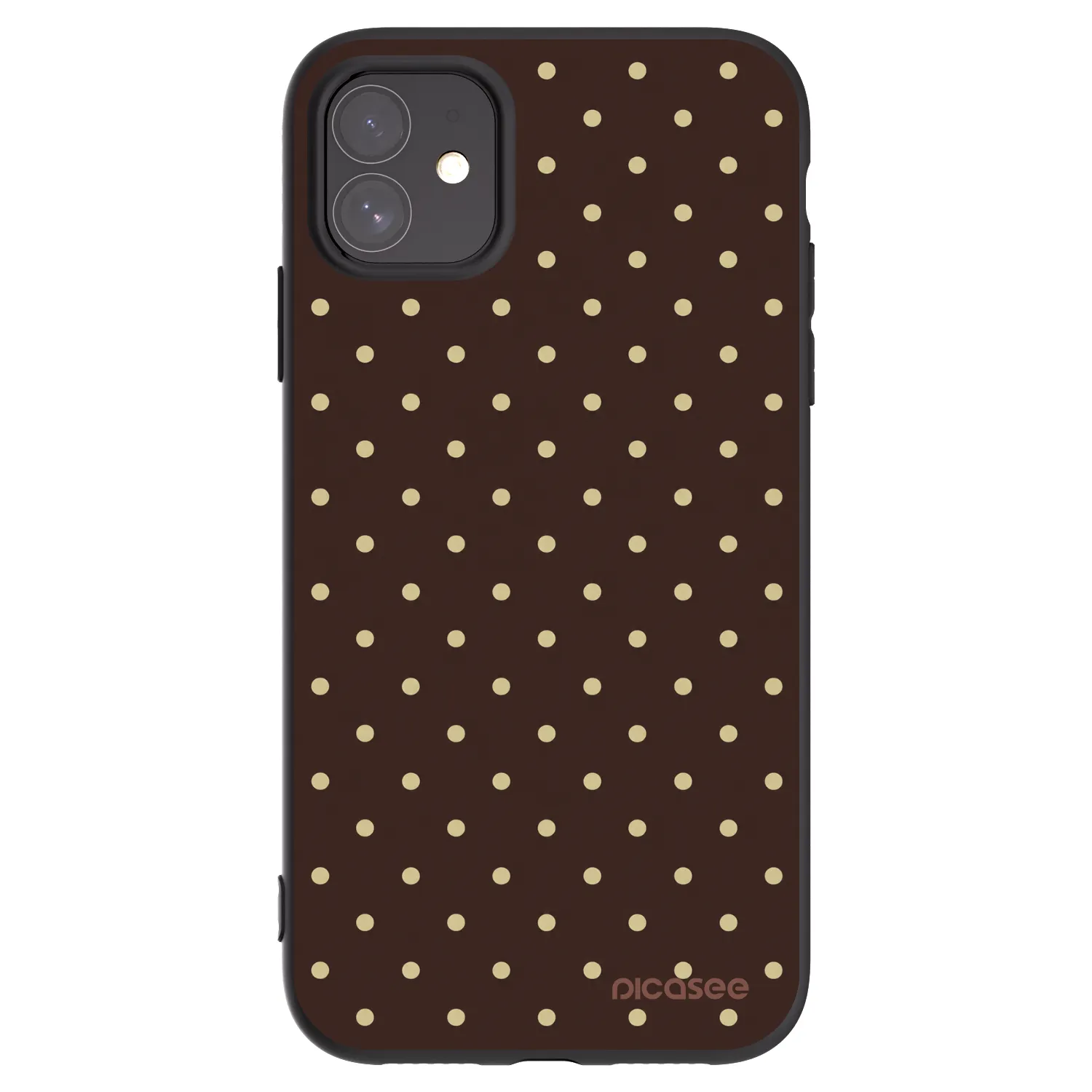 Picasee Μαύρη θήκη σιλικόνης για Apple iPhone 11 - Vanilla Dots & Chocolate