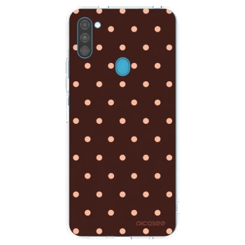 Picasee διαφανής θήκη σιλικόνης Samsung Galaxy M11 - Peach Dots & Chocolate