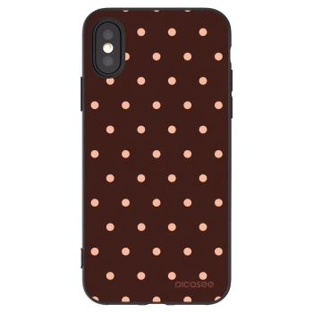 Picasee Μαύρη θήκη σιλικόνης για Apple iPhone X/XS - Peach Dots & Chocolate