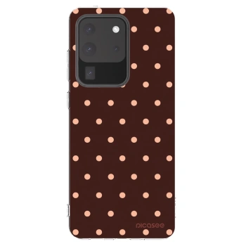 Picasee διαφανής θήκη σιλικόνης Samsung Galaxy S20 Ultra 5G G988F - Peach Dots & Chocolate