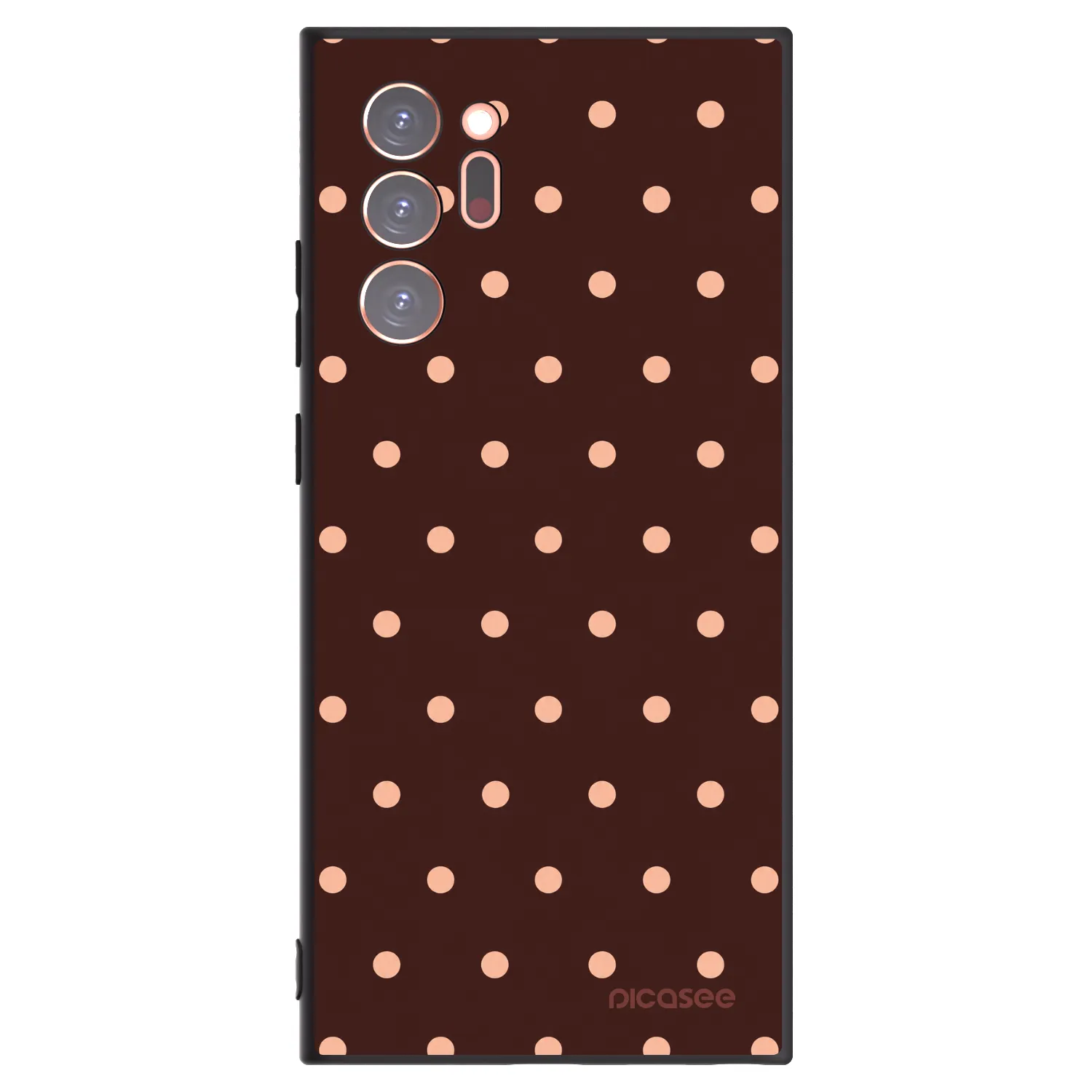 Picasee Μαύρη θήκη σιλικόνης για Samsung Galaxy Note 20 Ultra - Peach Dots & Chocolate
