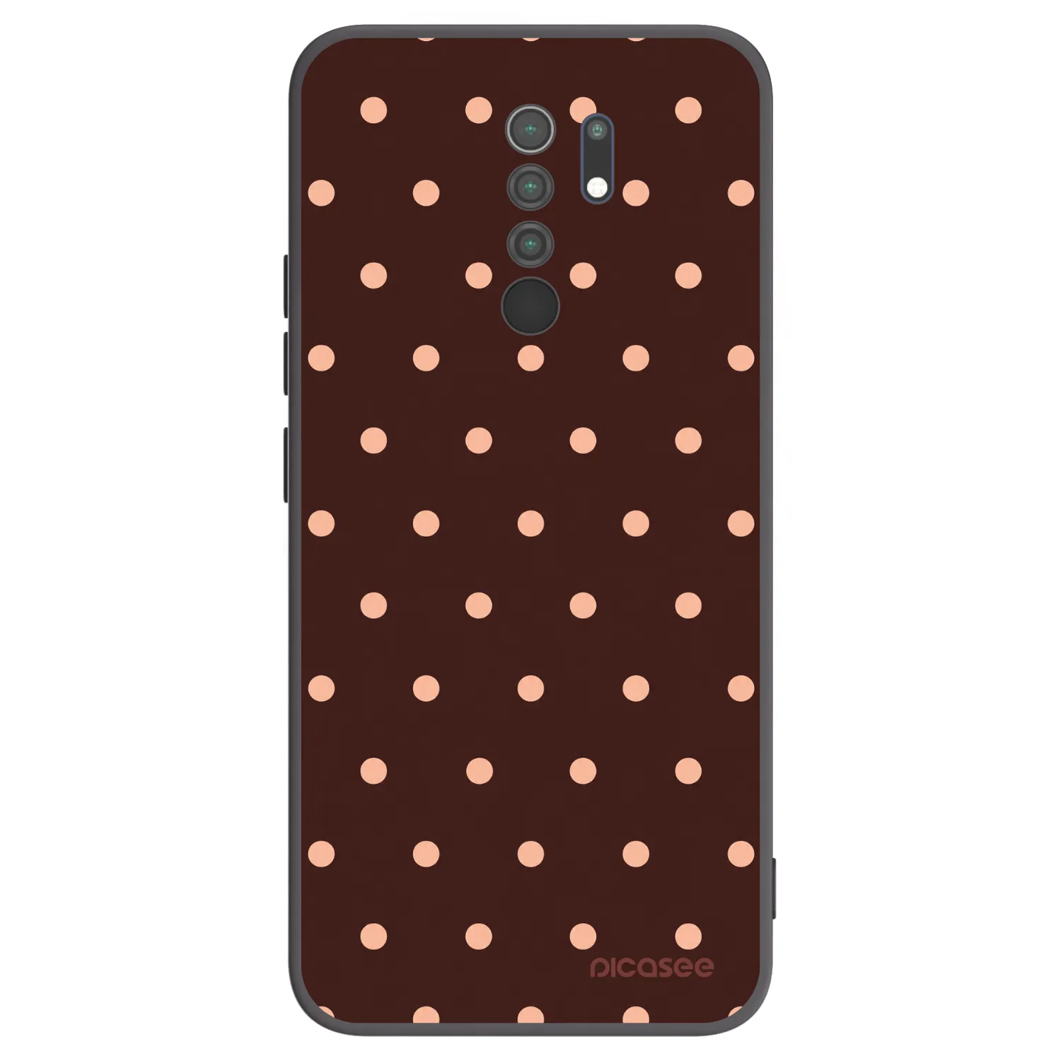 Picasee Μαύρη θήκη σιλικόνης για Xiaomi Redmi 9 - Peach Dots & Chocolate