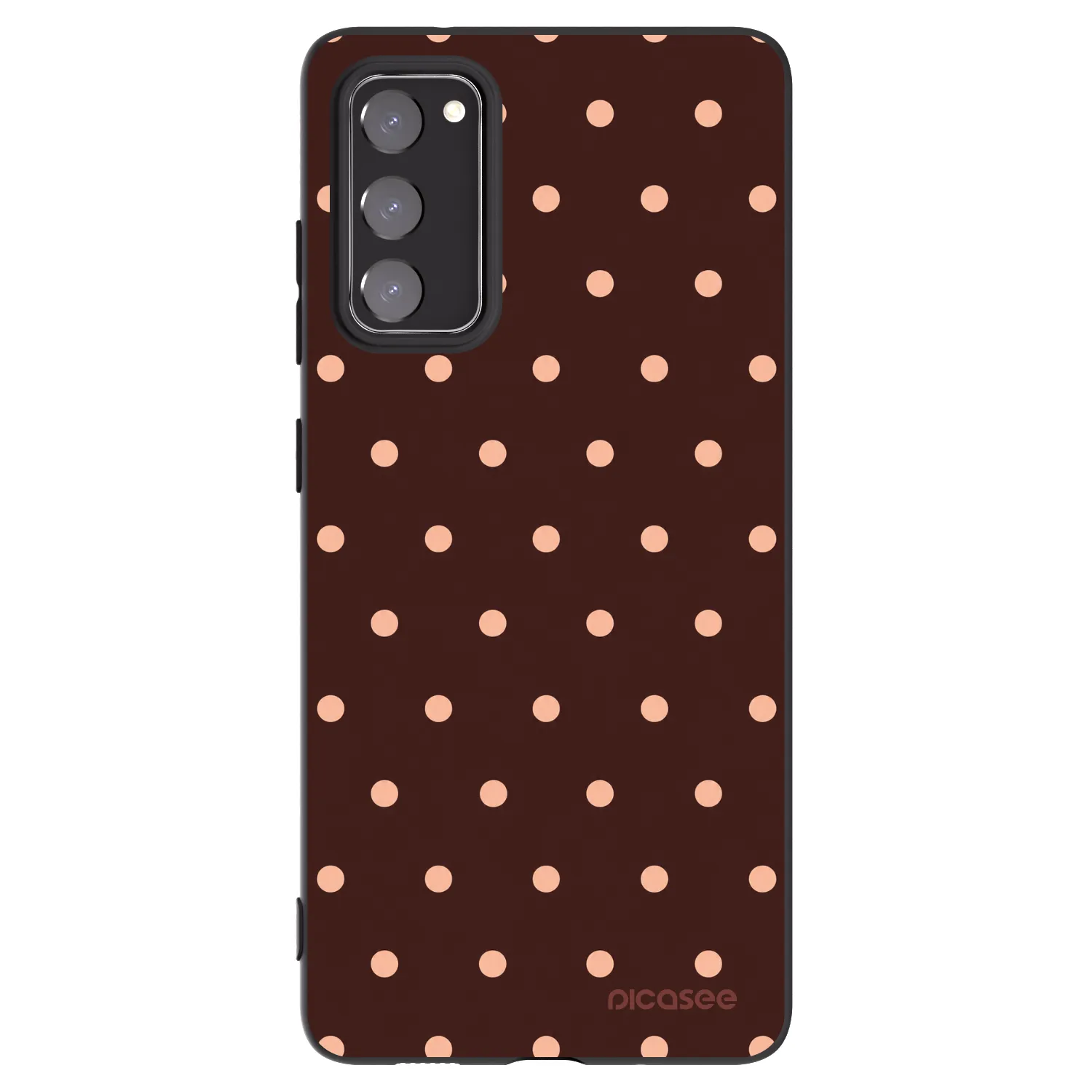 Picasee Μαύρη θήκη σιλικόνης για Samsung Galaxy S20 FE - Peach Dots & Chocolate